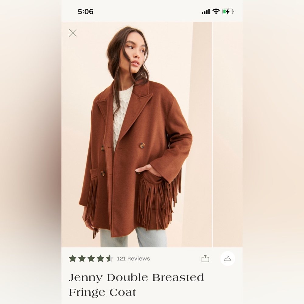 Line + Dot Fringe Double Breasted Wool Coat